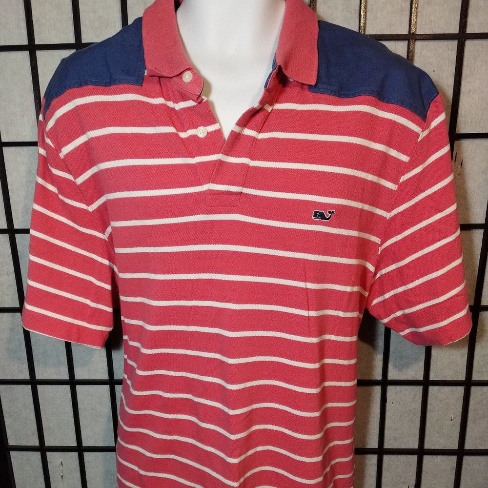 Vineyard Vines Pink Striped Polo Shirt XL
